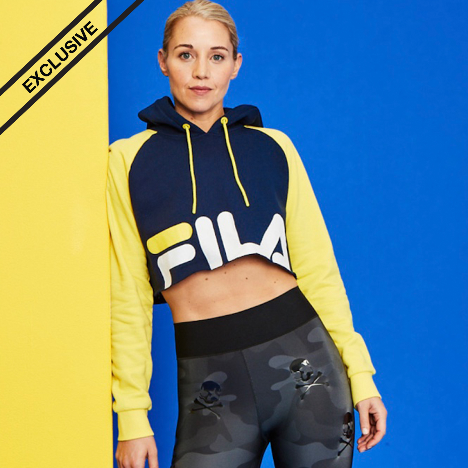 fila yellow cropped hoodie