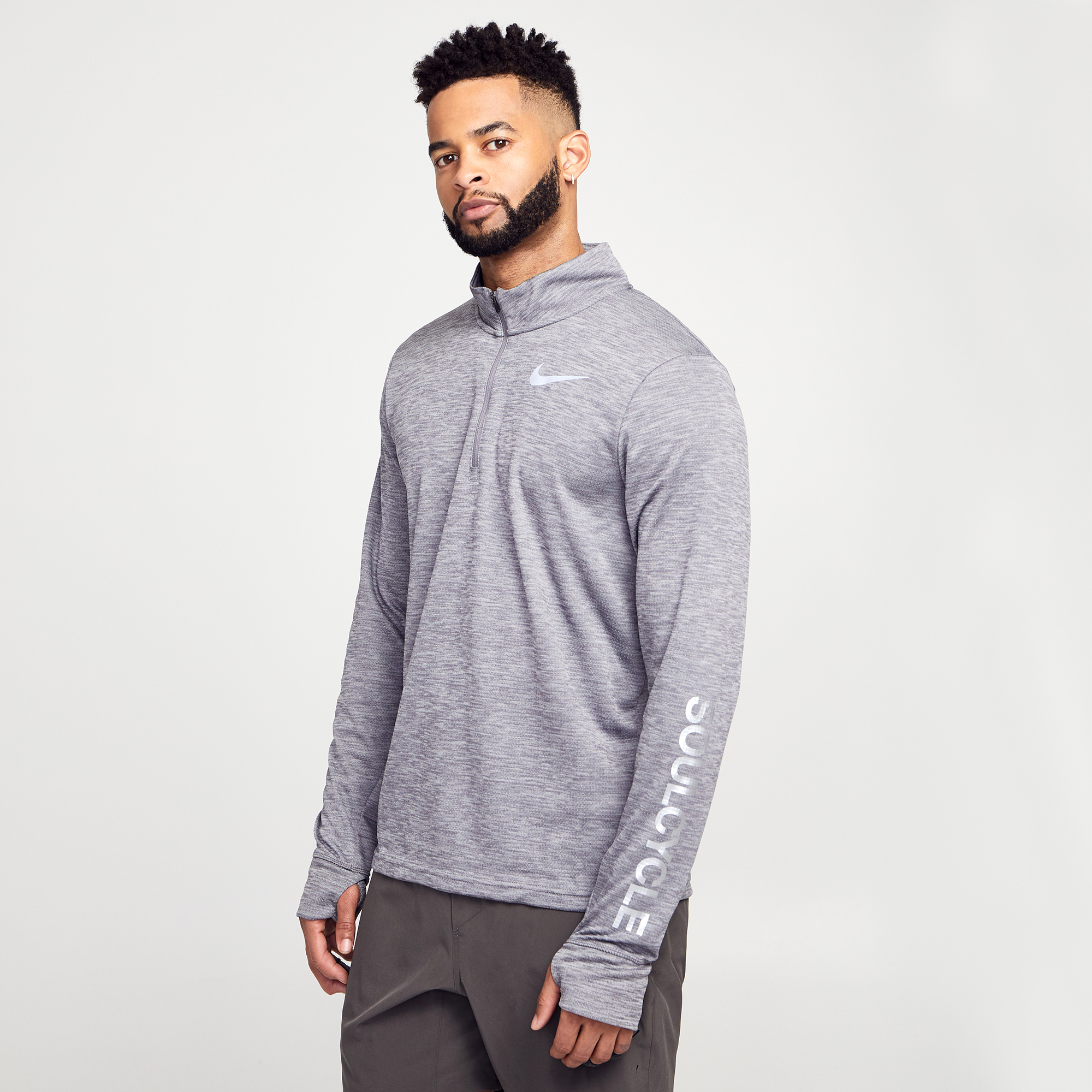 nike running pacer half zip sweat in grey